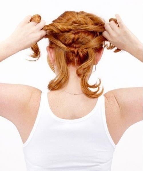Мастер-класс: высокая прическа из узелков. 02