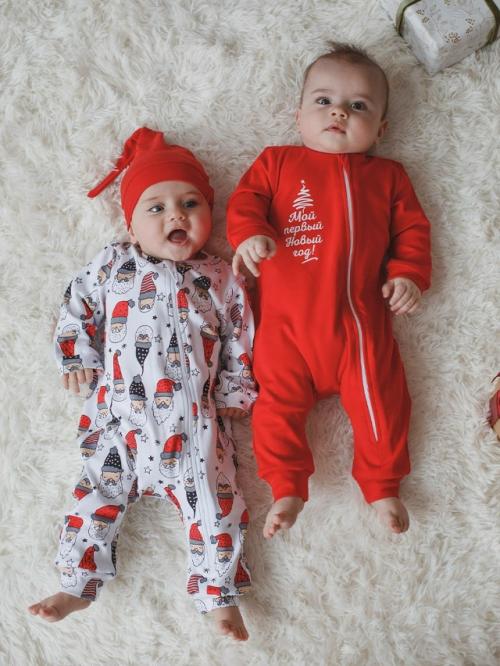 Новогодние комплекты для малышей: платье - боди и слипы. 08