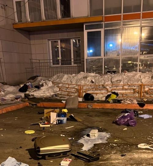 41-Летняя женщина из Красноярска после ссоры с мужем выбросила из окна двух кошек, собаку и множество бытовых вещей.  