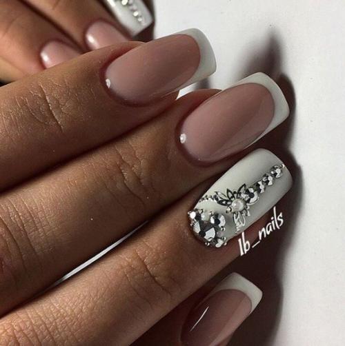 Подборка идей квадратного френча на длинные ногти. 08