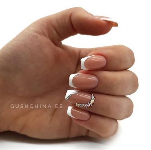 Подборка идей квадратного френча на длинные ногти. 07