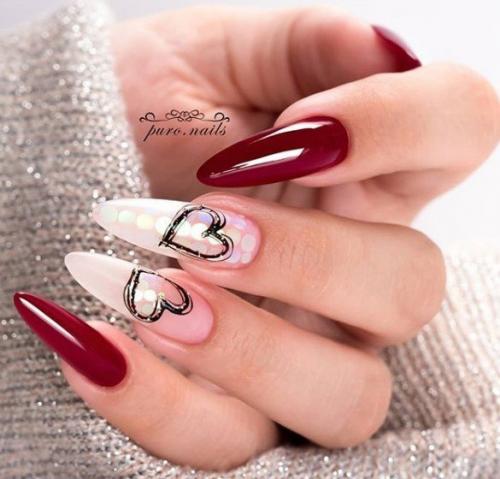 Красивый маникюр с сердечками, на разный вкус. 02