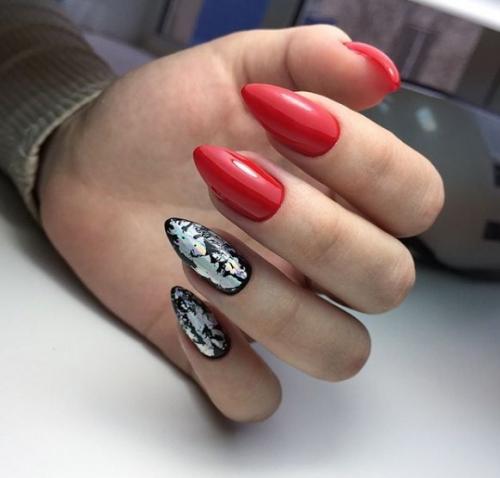 Маникюр в чёрно - красном цвете. 08