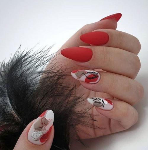 Идеи маникюра в красном цвете. 02