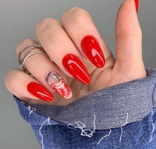 Идеи маникюра в красном цвете. 07