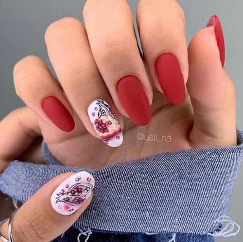 Идеи маникюра в красном цвете. 06