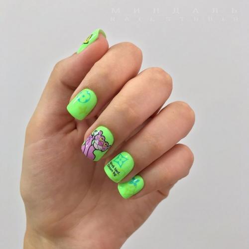 Короткие яркие ногти. 10. 09