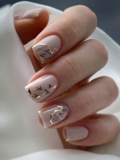 Маникюр на квадратные ногти. 08