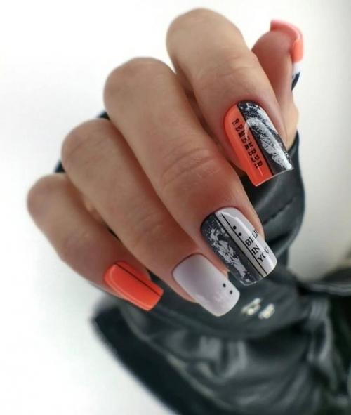 Маникюр на квадратные ногти. 06