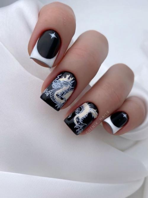 Маникюр на квадратные ногти. 01