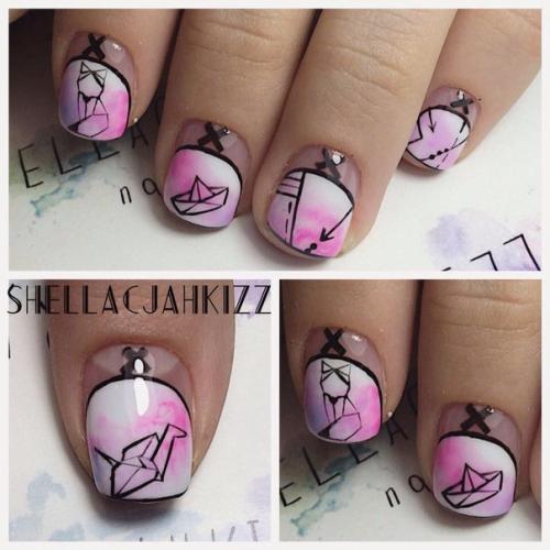 Немного акварели и оригами в ленту. 02