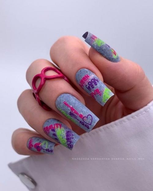 Маникюр на квадратные ногти. 05