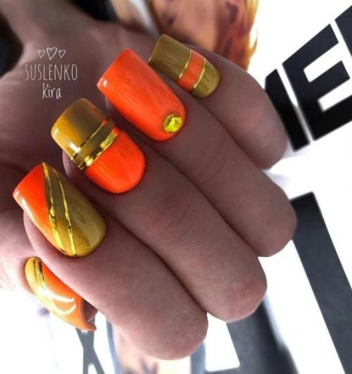 Маникюр на квадратные ногти. 01