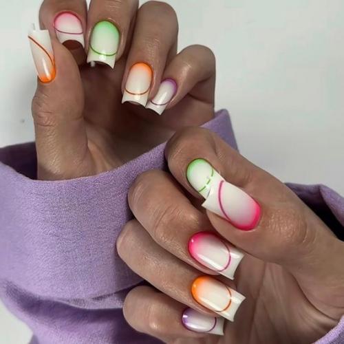 Маникюр на квадратные ногти. 03