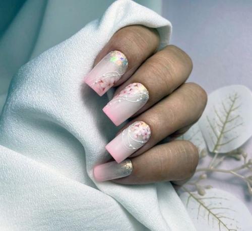 Маникюр на квадратные ногти. 06