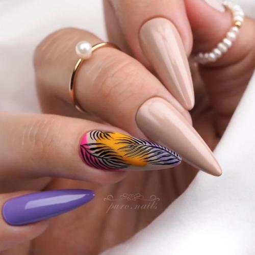 Идеи осеннего маникюра на длинные ногти. 02