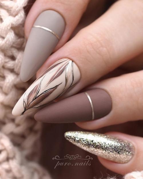 Идеи осеннего маникюра на длинные ногти. 06