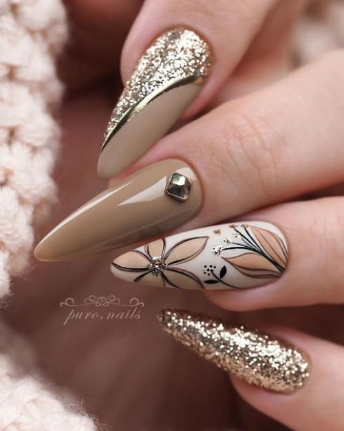 Идеи осеннего маникюра на длинные ногти. 05