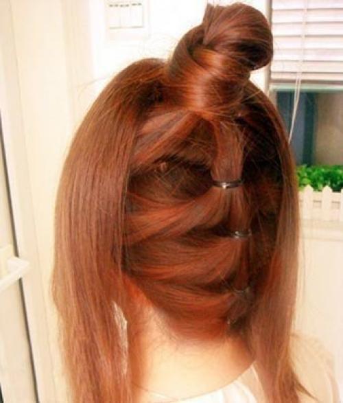 Высокий модный пучок. 06