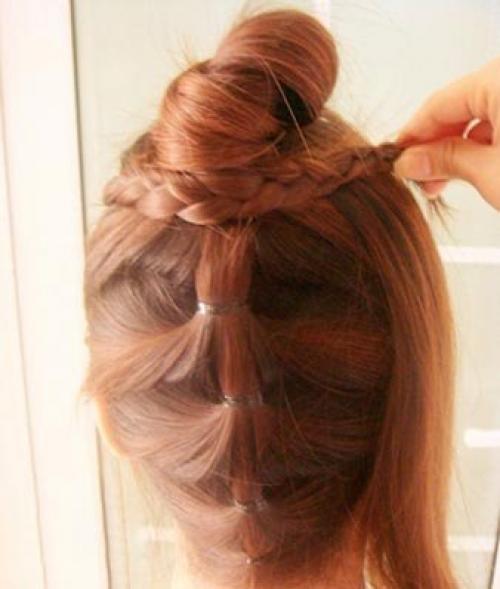 Высокий модный пучок. 07