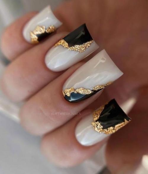 Маникюр на длинные квадратные ногти. 08