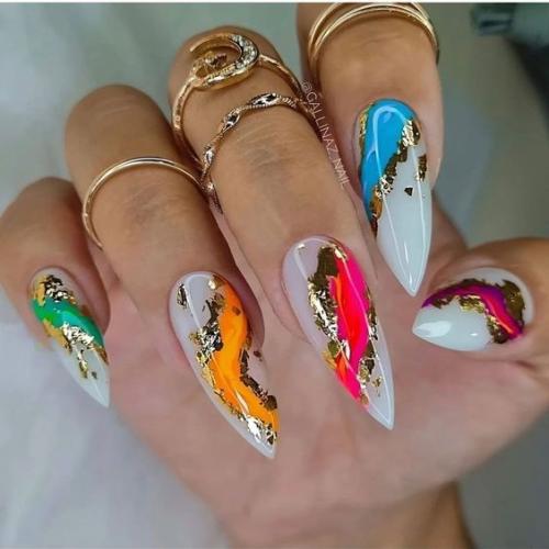 Идеи яркого маникюра, на длинные ногти. 04