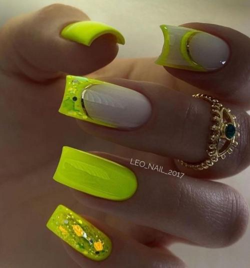 Маникюр на длинные квадратные ногти. 02