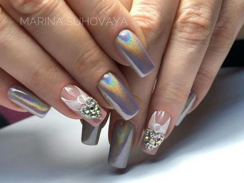 Маникюр на длинные квадратные ногти. 06