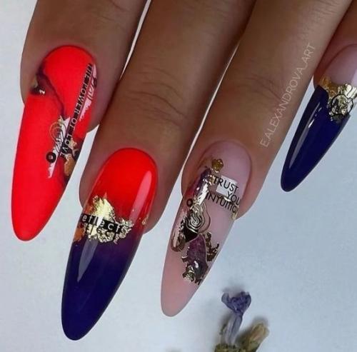 Идеи яркого маникюра, на длинные ногти. 05