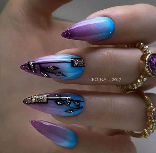 Идеи яркого маникюра, на длинные ногти. 06