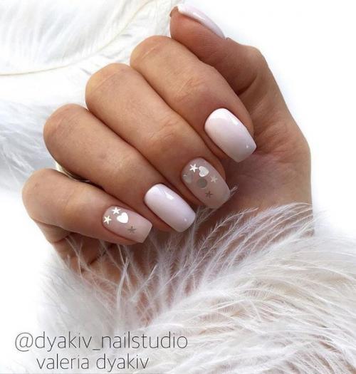 Нюдовый маникюр с дизайном. 09