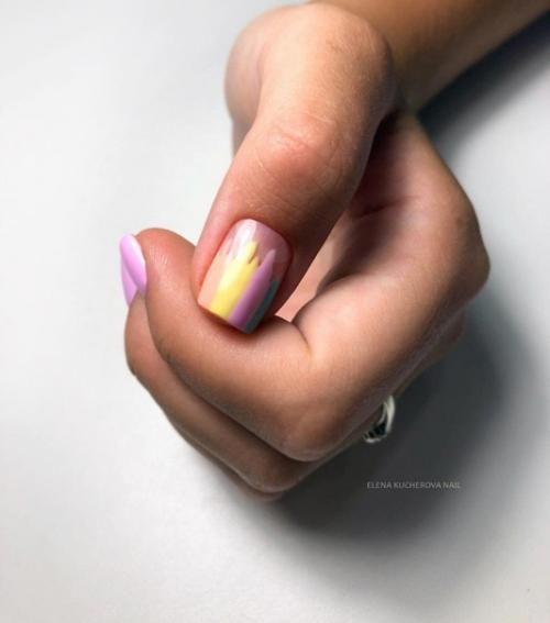 Подборка идей маникюра - мазки кистью на ногтях. 08