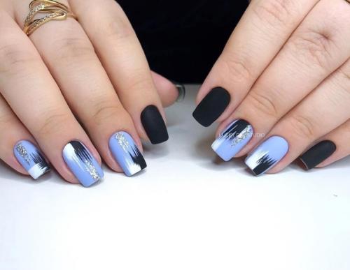 Подборка идей маникюра - мазки кистью на ногтях. 01