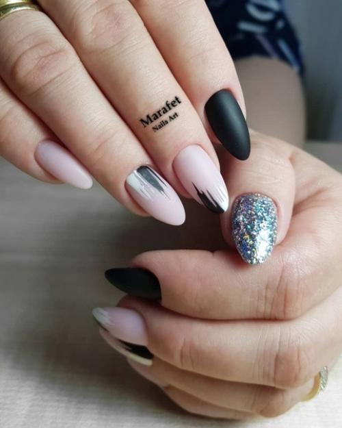 Подборка идей маникюра - мазки кистью на ногтях. 04