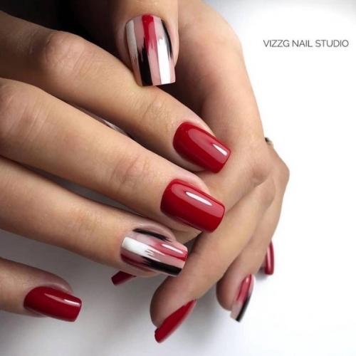 Подборка идей маникюра - мазки кистью на ногтях. 02