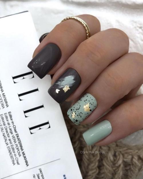 Стильный маникюр на квадратные ногти. 09