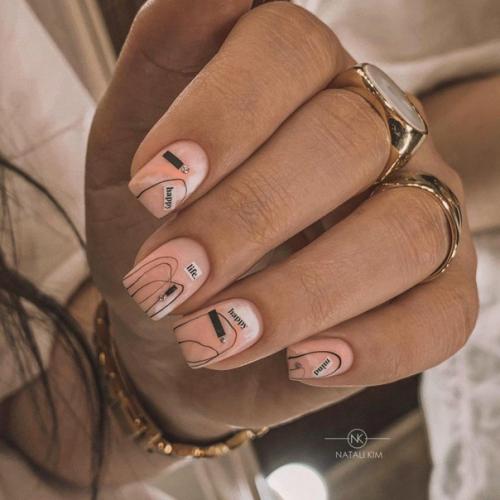 Стильный маникюр на квадратные ногти. 02