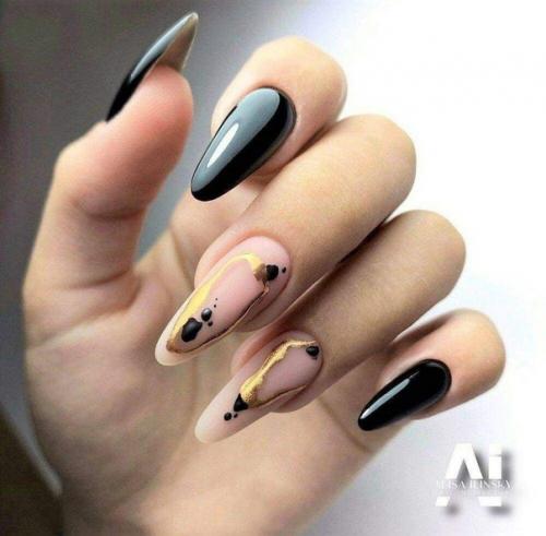 Идеи маникюра, для любителей темных ноготков. 02