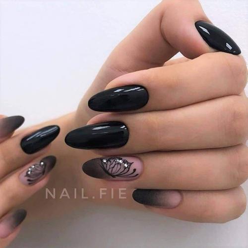 Идеи маникюра, для любителей темных ноготков. 04