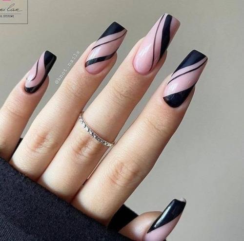 Маникюр на длинные квадратные ногти. 02