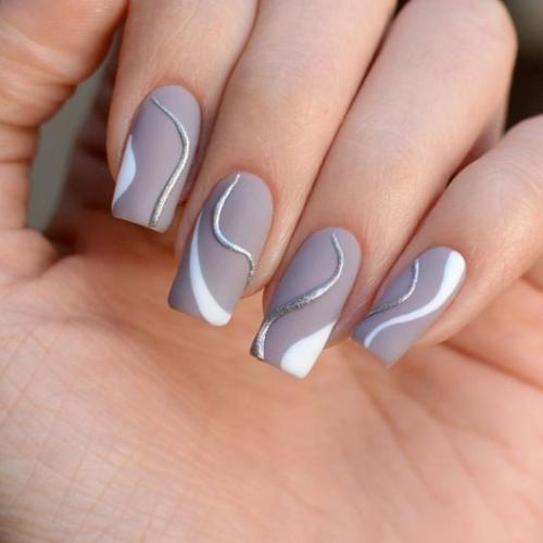 Маникюр на длинные квадратные ногти. 06