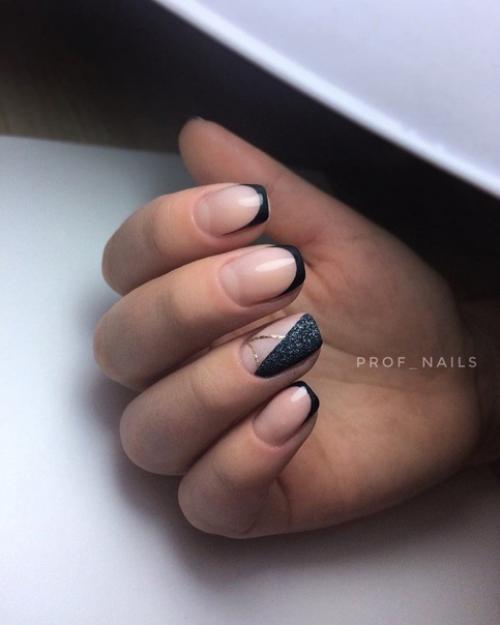 Подборка маникюра с чёрным френчем. 09