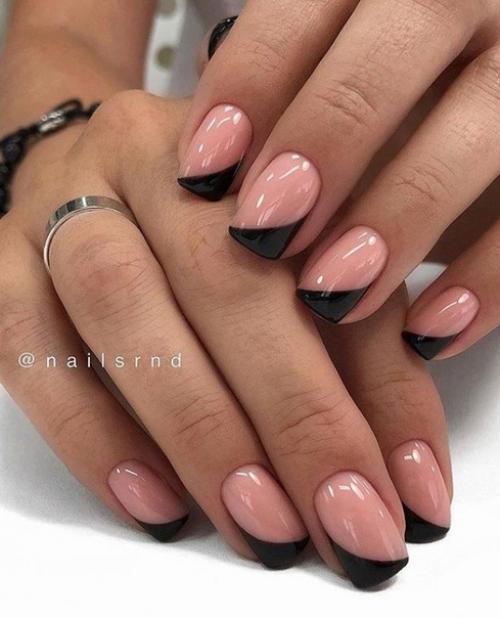 Подборка маникюра с чёрным френчем. 05