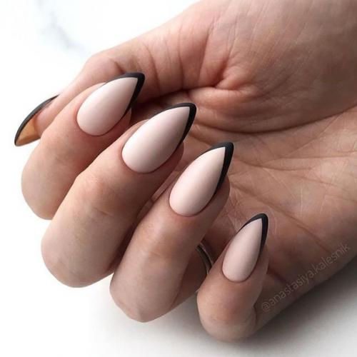 Подборка маникюра с чёрным френчем. 07