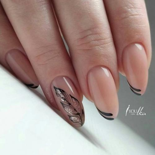 Подборка маникюра с чёрным френчем. 04