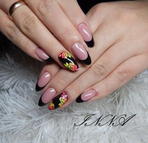 Подборка маникюра с чёрным френчем. 08