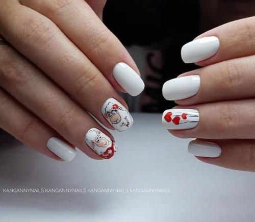 Варианты оформления маникюра в белом цвете. 04