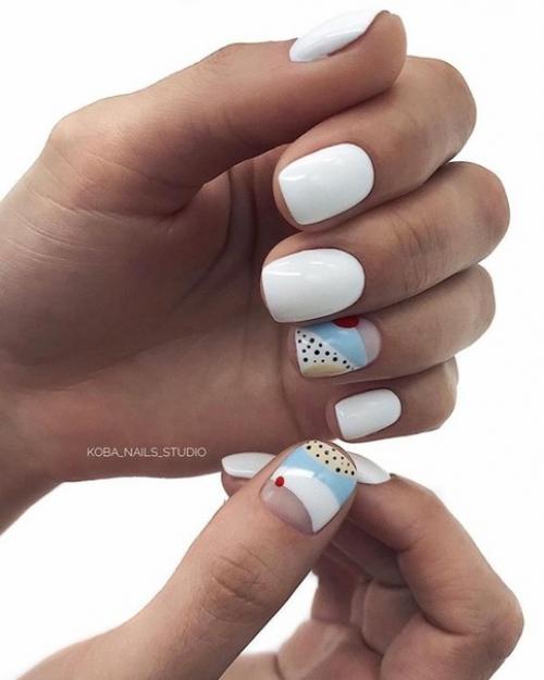 Белые короткие ногти: 10 шедевров ногтевого искусства. 08