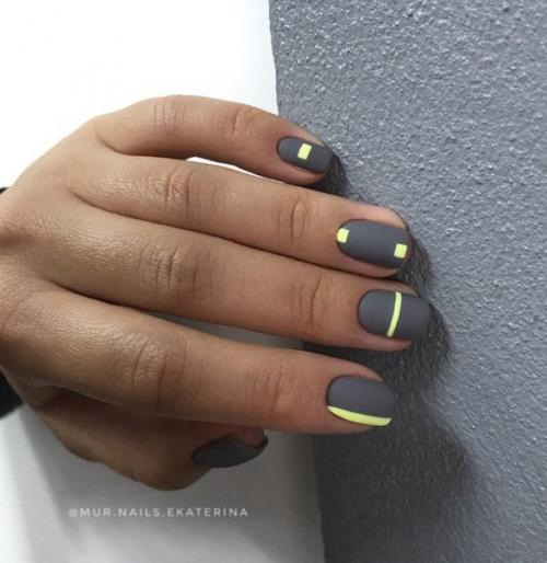 Маникюр Геометрия, на короткие ногти. 01