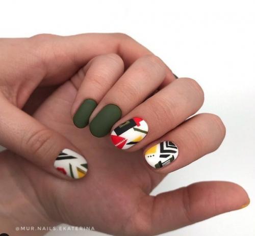 Маникюр Геометрия, на короткие ногти. 07